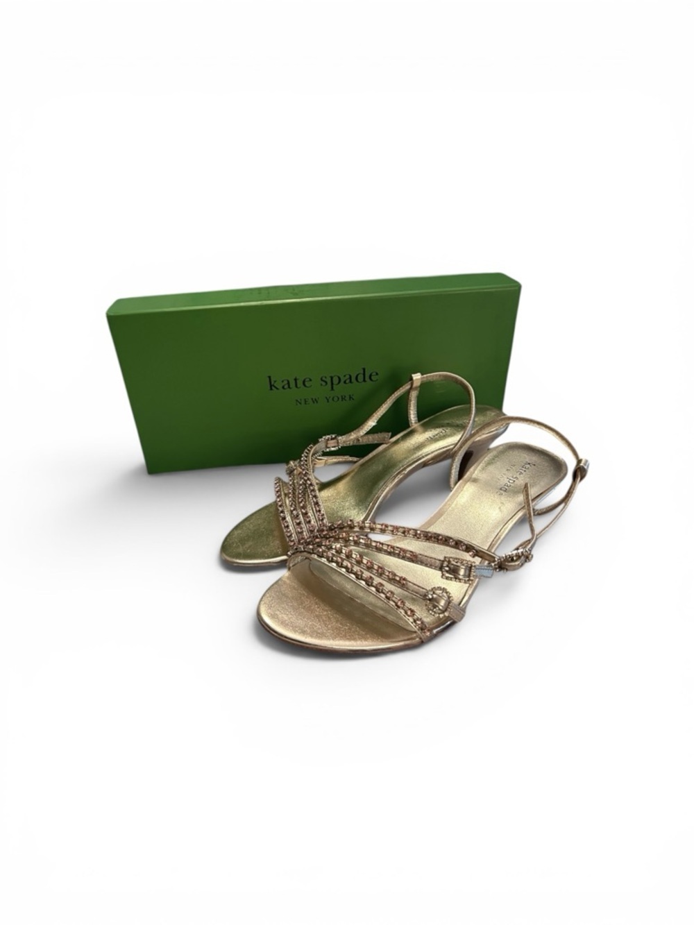 Kate Spade Rose Gold jeweled Slingback Heels - Picture 6 of 14